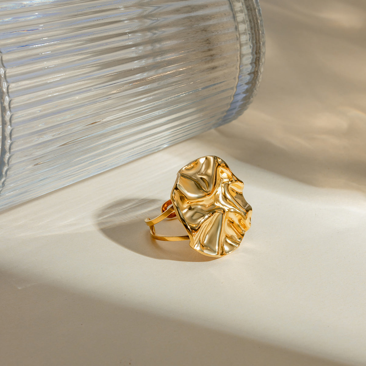 18K Gold-Plated Irregular Open Ring - ThingsWeUseAndLove 