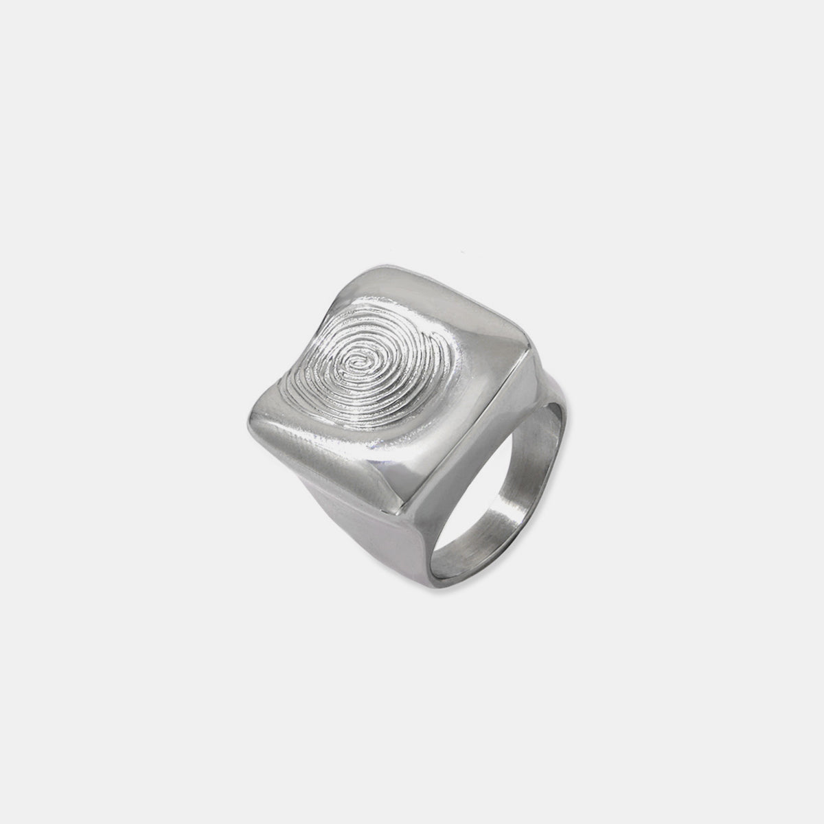 Titanium Steel Fingerprint Signet Ring - ThingsWeUseAndLove 