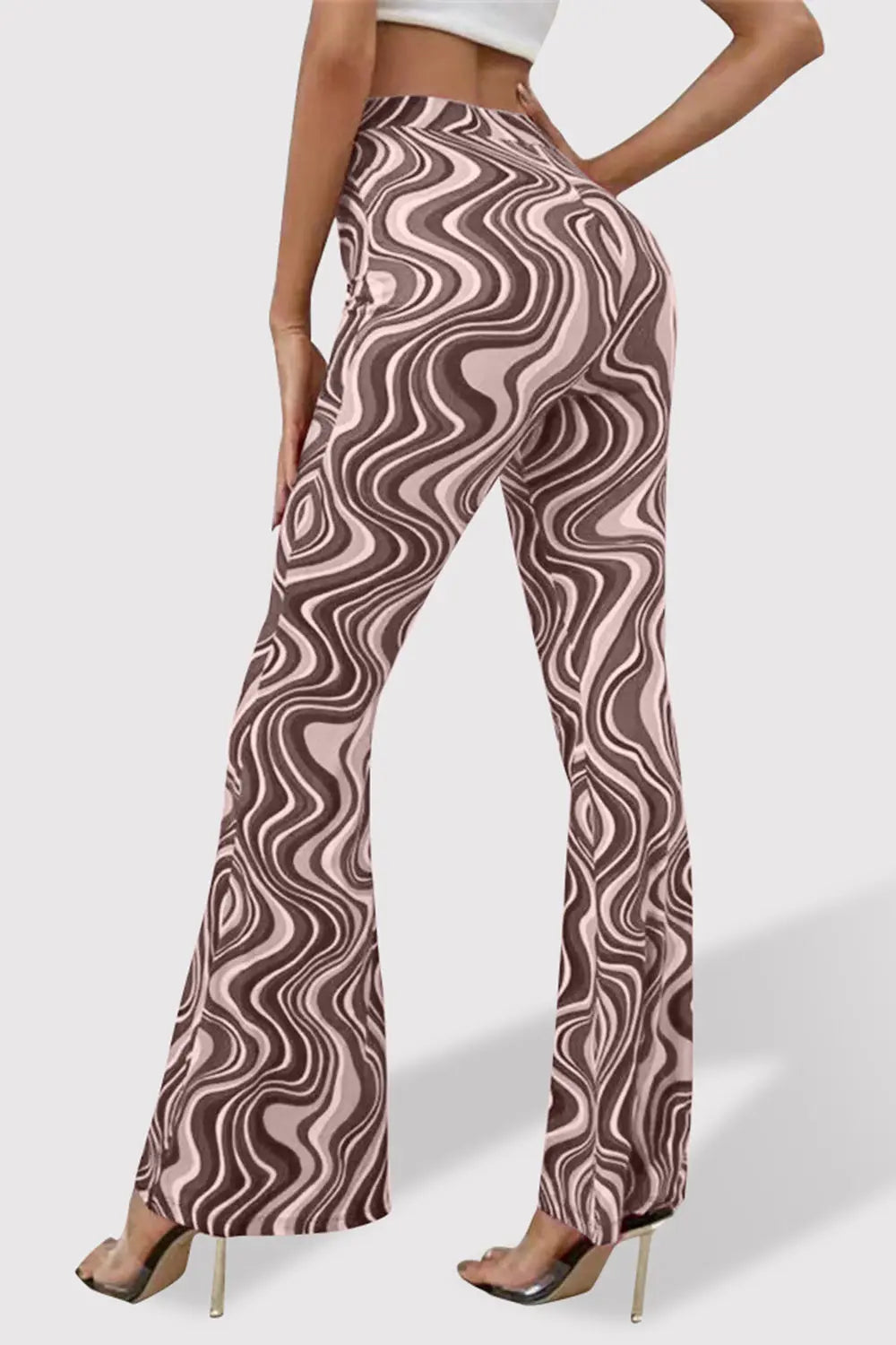Paisley Printed High Waist Flare Pants - ThingsWeUseAndLove Brown-XL