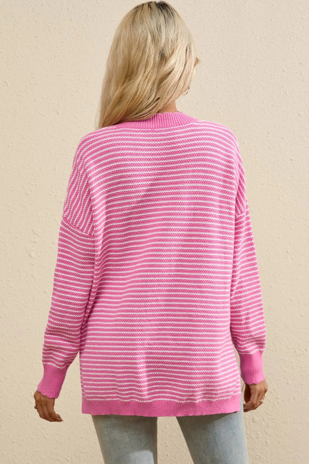 Brandy Striped V-Neck Long Sleeve Top - ThingsWeUseAndLove 