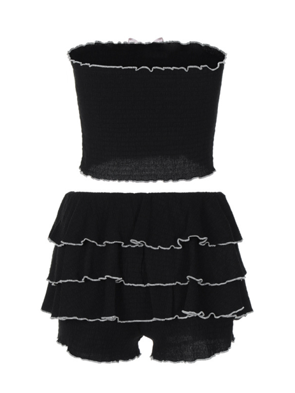 ThingsWeUseAndLove  Women's Ruffled Tube Top and Skirt Set   